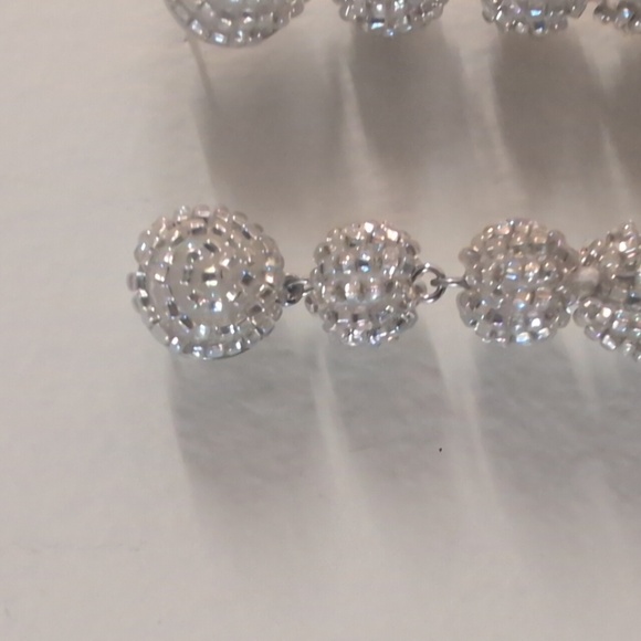 Silver Beaded Tassel Earrings - Picture 2 of 3